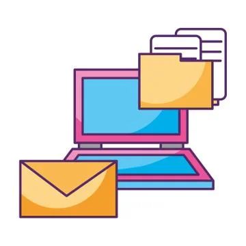 Laptop email folder file documents data storage Stock Illustration