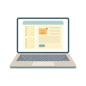 Laptop email icon with notification alert Stock Illustration