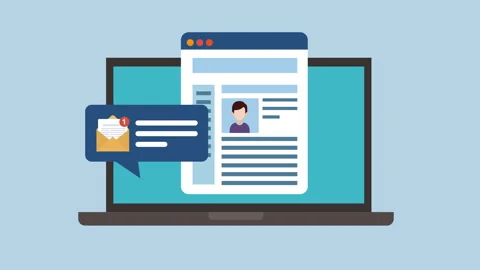 Laptop With Email Notification And Document 2d Animation with Alpha Matte Stock Footage 335341852