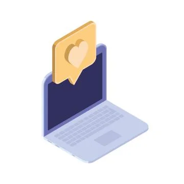 Laptop with email notifications on white background Stock Illustration