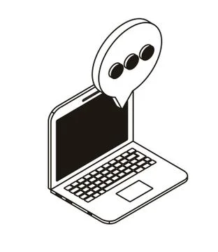 Laptop with email notifications on white background Stock Illustration