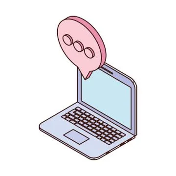 Laptop with email notifications on white background Stock Illustration