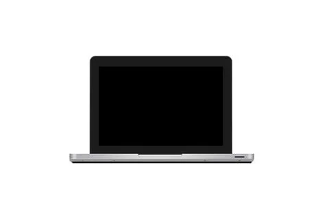 Laptop with empty black screen isolated on white background. Stock Illustration