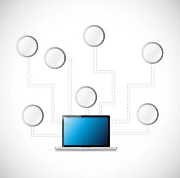 Laptop empty diagram network illustration Stock Illustration