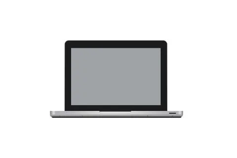Laptop with empty grey screen isolated on white background. Stock Illustration