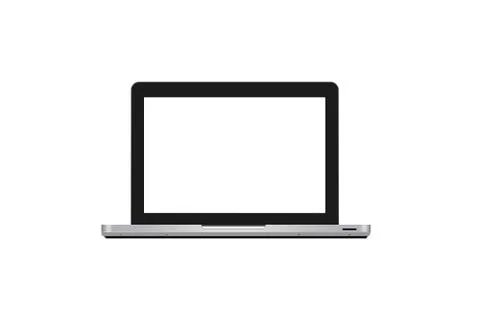 Laptop with empty white screen isolated on white background. Stock Illustration