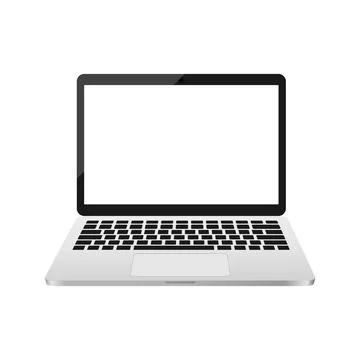 Laptop with empty white screen. Portable 3d realistic computer device. Stock Illustration