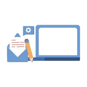 Laptop envelope and pencil vector design Stock Illustration