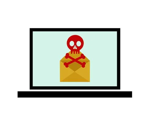 Laptop with envelope and skull on the screen Stock Illustration