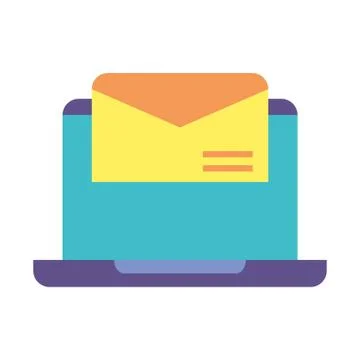 Laptop with envelope closed in white background Stock Illustration