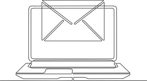 Laptop with an envelope icon on the screen indicating email or messaging Vect Stock Illustration