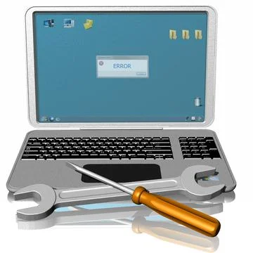 Laptop - Error - 3D illustration 스톡 일러스트