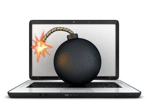 Laptop error and bomb (done in 3d) Stock Illustration