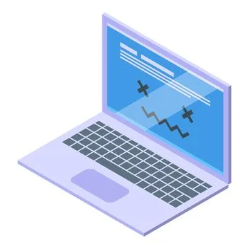 Laptop error icon isometric vector. Lost internet Stock Illustration
