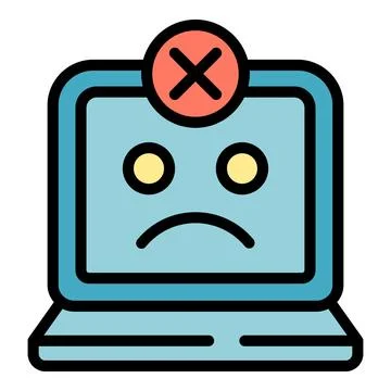 Laptop error icon vector flat Stock Illustration