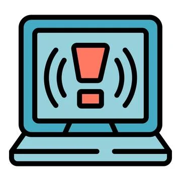 Laptop error icon vector flat イラスト素材