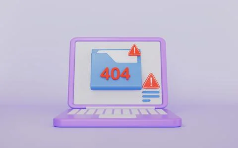 Laptop with Error Message and Folders concept 3d illustration Stock Illustration