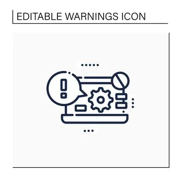 Laptop error notification line icon Illustrazione stock