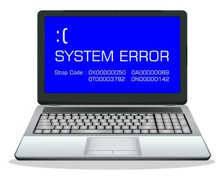 Laptop with error screen Stock Illustration
