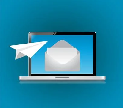 Laptop evelope plane airplane paper Stock Illustration