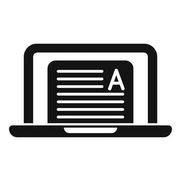 Laptop exam icon simple . Work test Stock Illustration