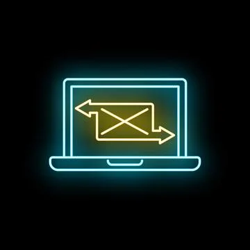 Laptop exchanging email message data communication neon glowing イラスト素材