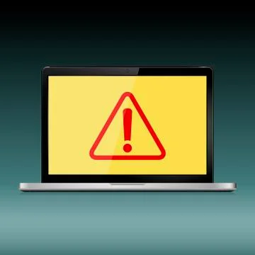 Laptop with exclamation mark on the display Stock Illustration