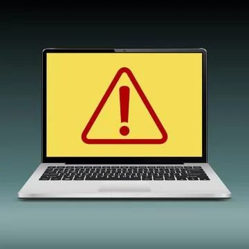 Laptop with exclamation mark on screen Stockillustratie