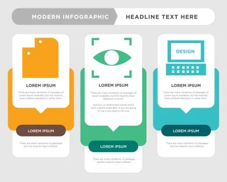 Laptop, Eye, Folder infographic Illustrazione stock