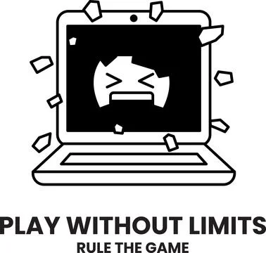 A laptop with a face on it that is broken and has a lot of debris around it イラスト素材