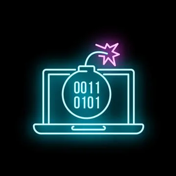 Laptop facing data bomb with binary code イラスト素材