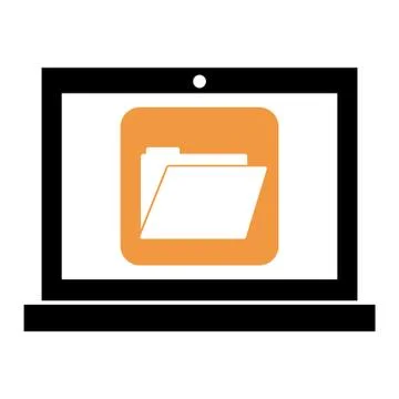 Laptop with file folder app tech Illustrazione stock
