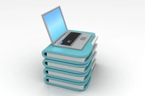 Laptop with file folder Free Stock Illustration
