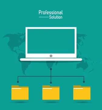 Laptop file icon. Proffesional Solution. Vector graphic Stock Illustration