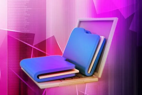 Laptop with files Stock Illustration