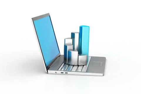 Laptop with financial graph Free Stock Illustration