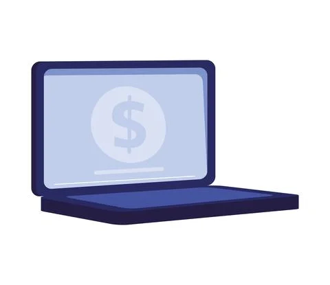 Laptop with financial software Ilustração Stock