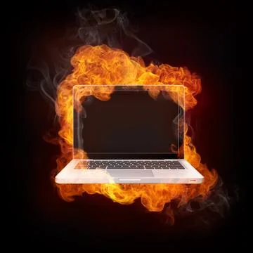 Laptop in Fire Illustrazione stock