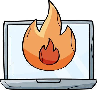Laptop fire overheating damage Stock-Illustration