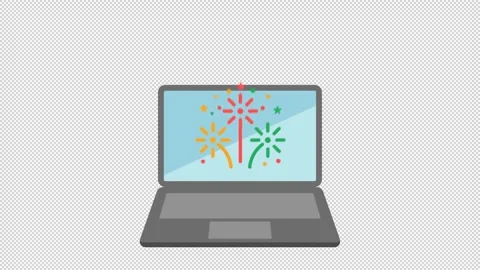 Laptop fireworks display Stockbeeldmateriaal 320852473