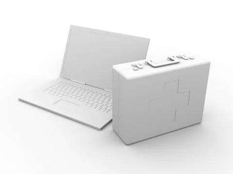 Laptop first aid Illustrazione stock