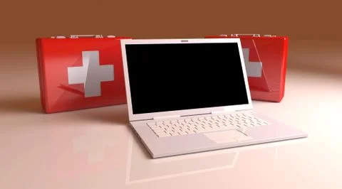 Laptop first aid 스톡 일러스트