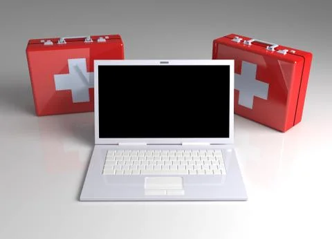 Laptop first aid 스톡 일러스트