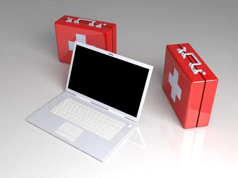 Laptop first aid Illustrazione stock