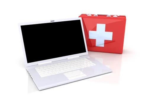 Laptop first aid Illustrazione stock