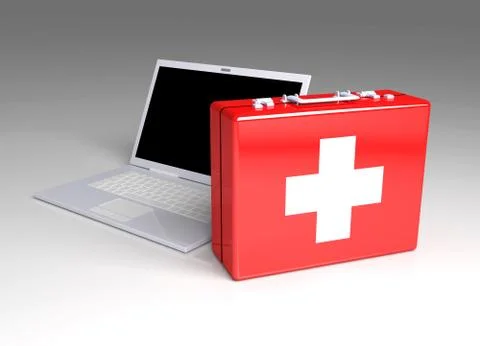 Laptop first aid. Illustrazione stock