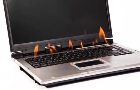Laptop with flame Stock Photos