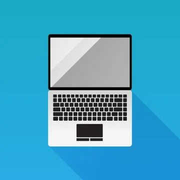 Laptop Flat design vector icon on Blue background Stock Illustration