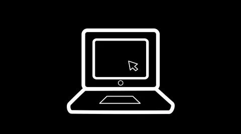 Laptop flat icon at black background. Stock-Illustration