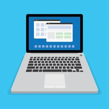 Laptop flat icon. Stock Illustration